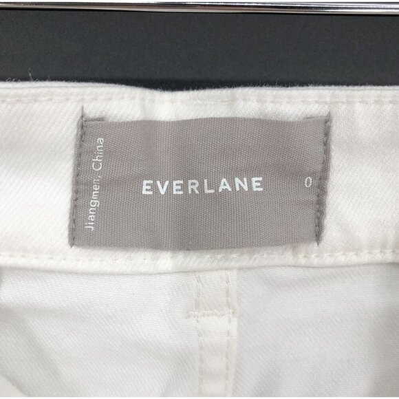 Everlane Women's Cropped Wide-Leg Short Jeans Size 0 White Denim Pants Old Money - Picture 3 of 7